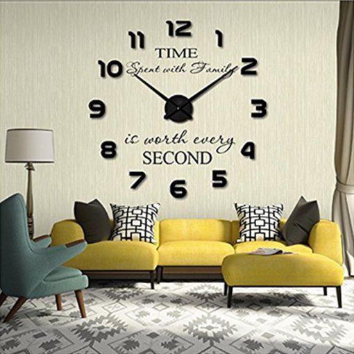 Time With Family 2mm DIY 3D 2mm Acrylic Wall Clock (42 X 42 Inches)